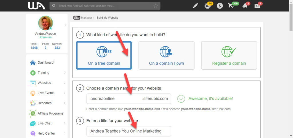 pick a domain for your website builder